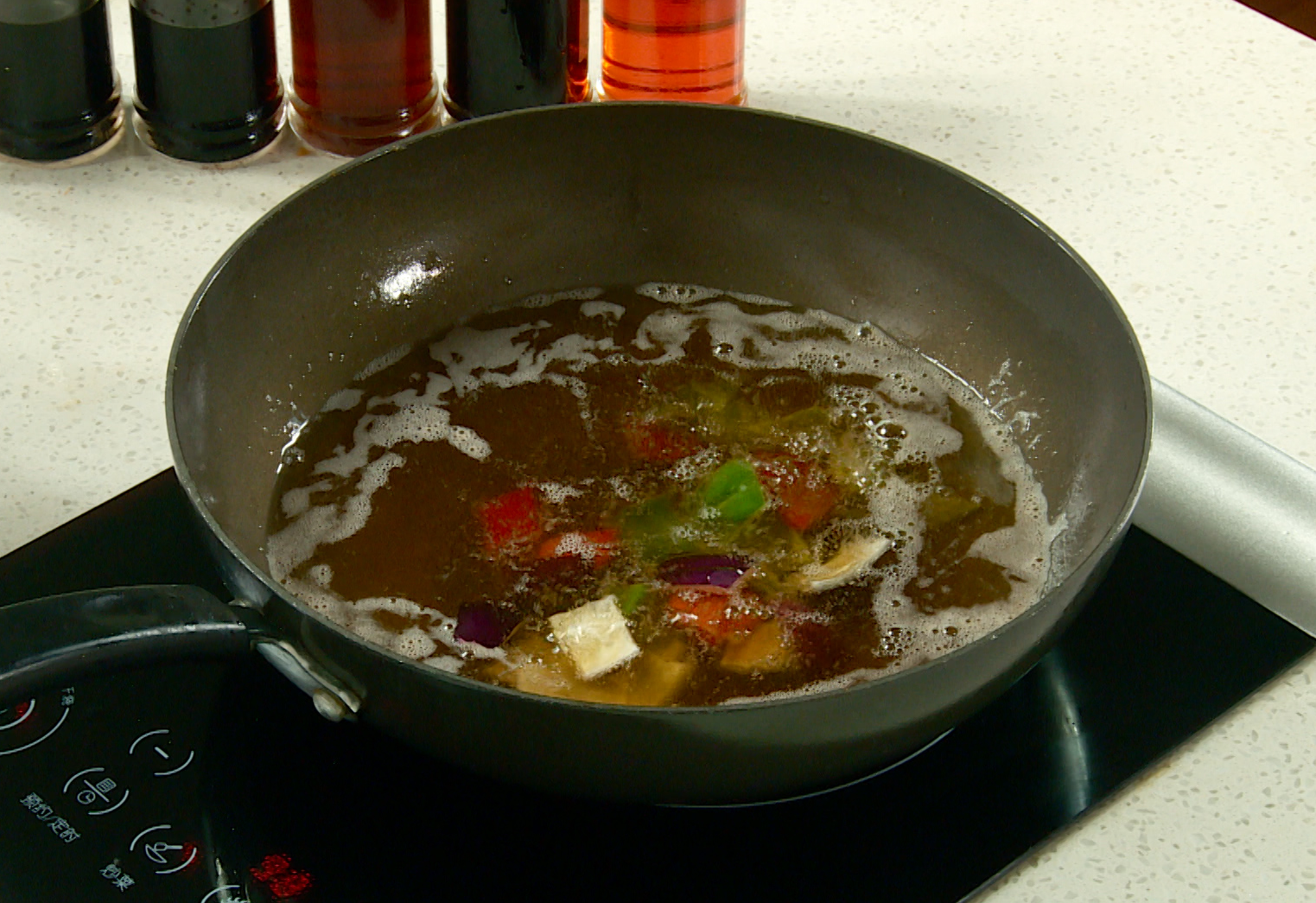 Instructions on stir-frying vegetables quickly for added flavor.