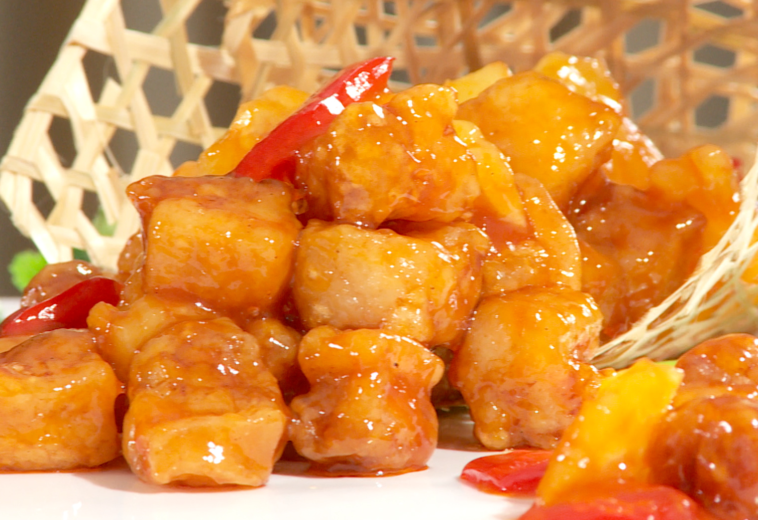 Serve hot and enjoy delicious sweet and sour pork with pineapple!