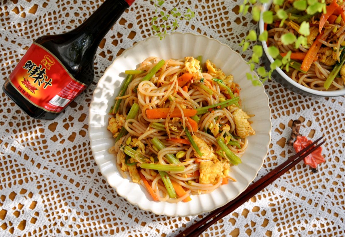 Homemade Rice Noodle Stir Fry