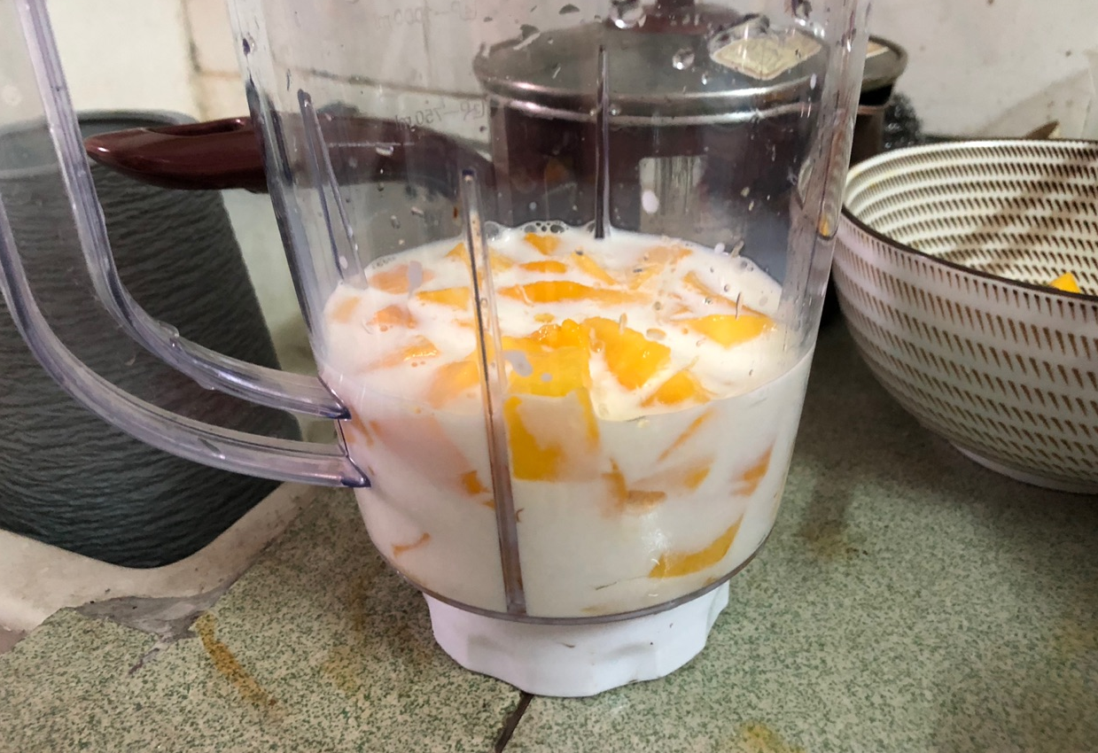 Blend mango, honey, and milk for a smooth consistency.