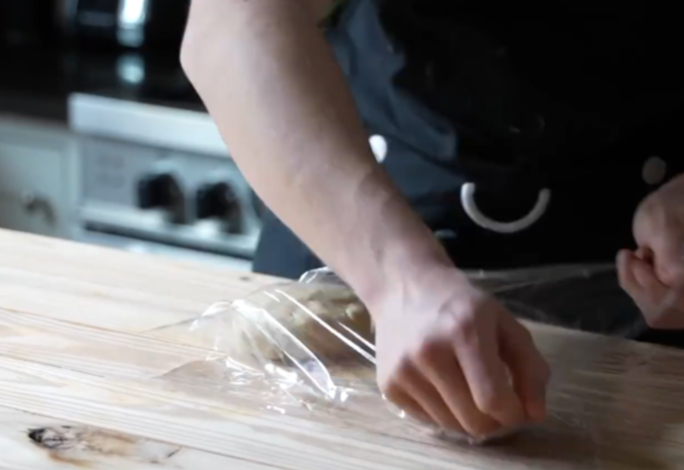 Rest dough wrapped in plastic at room temp for 15 min to relax before shaping.