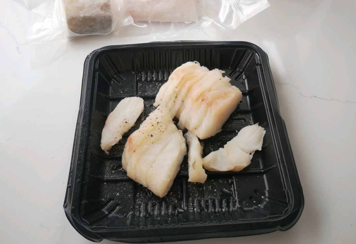 Prepare, thaw, rinse, and marinate cod. Remove bones if present.