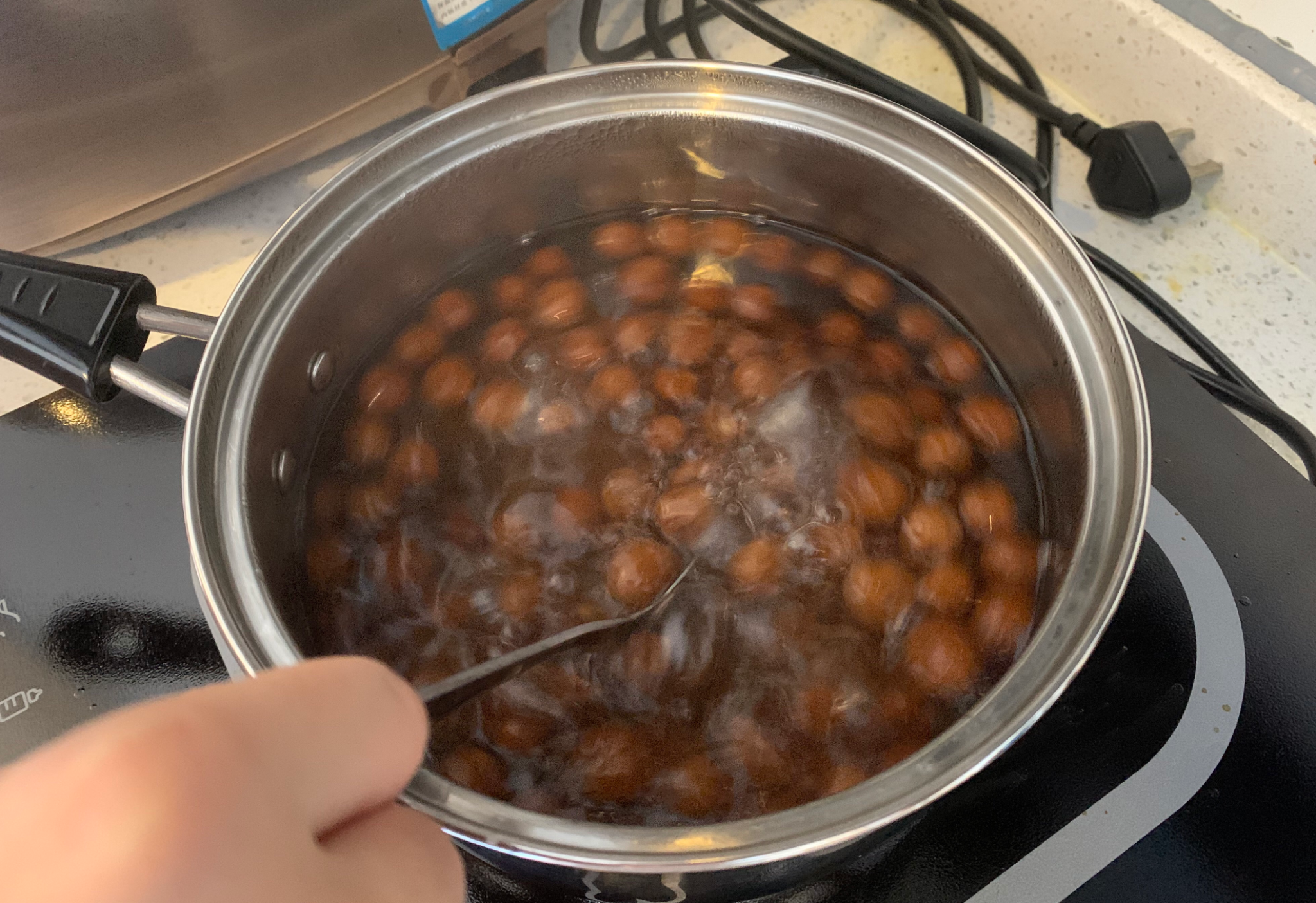 Boil pearls in water for 10 mins, steep for 5, then drain.