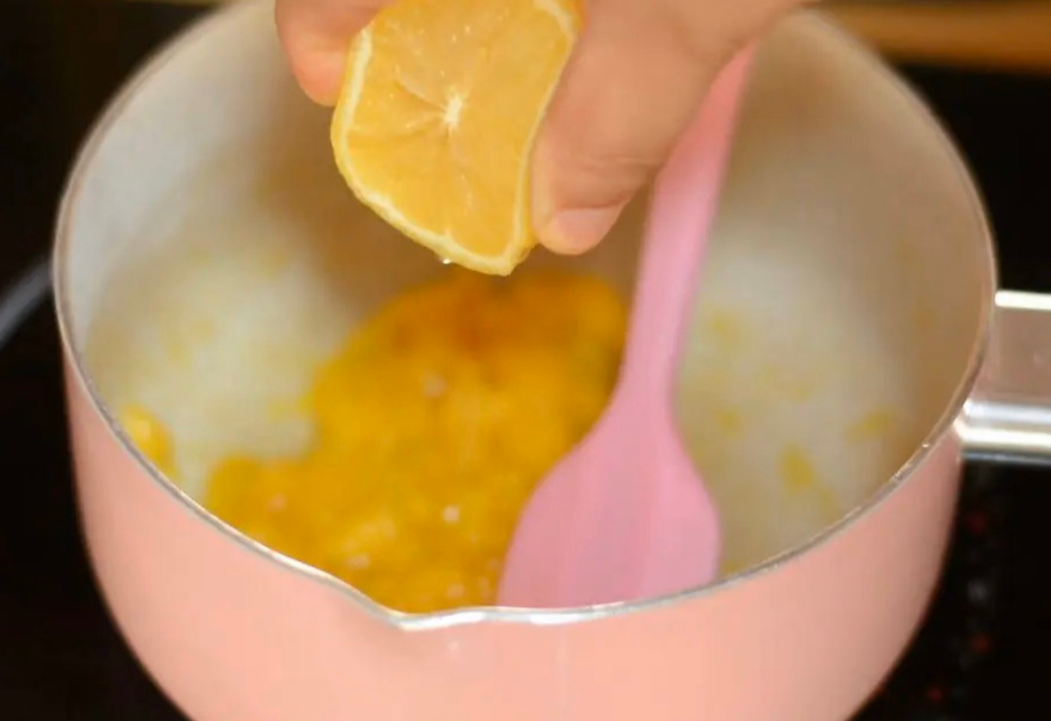 Make mango sauce by simmering diced mango with sugar until thickened, then add lemon juice.