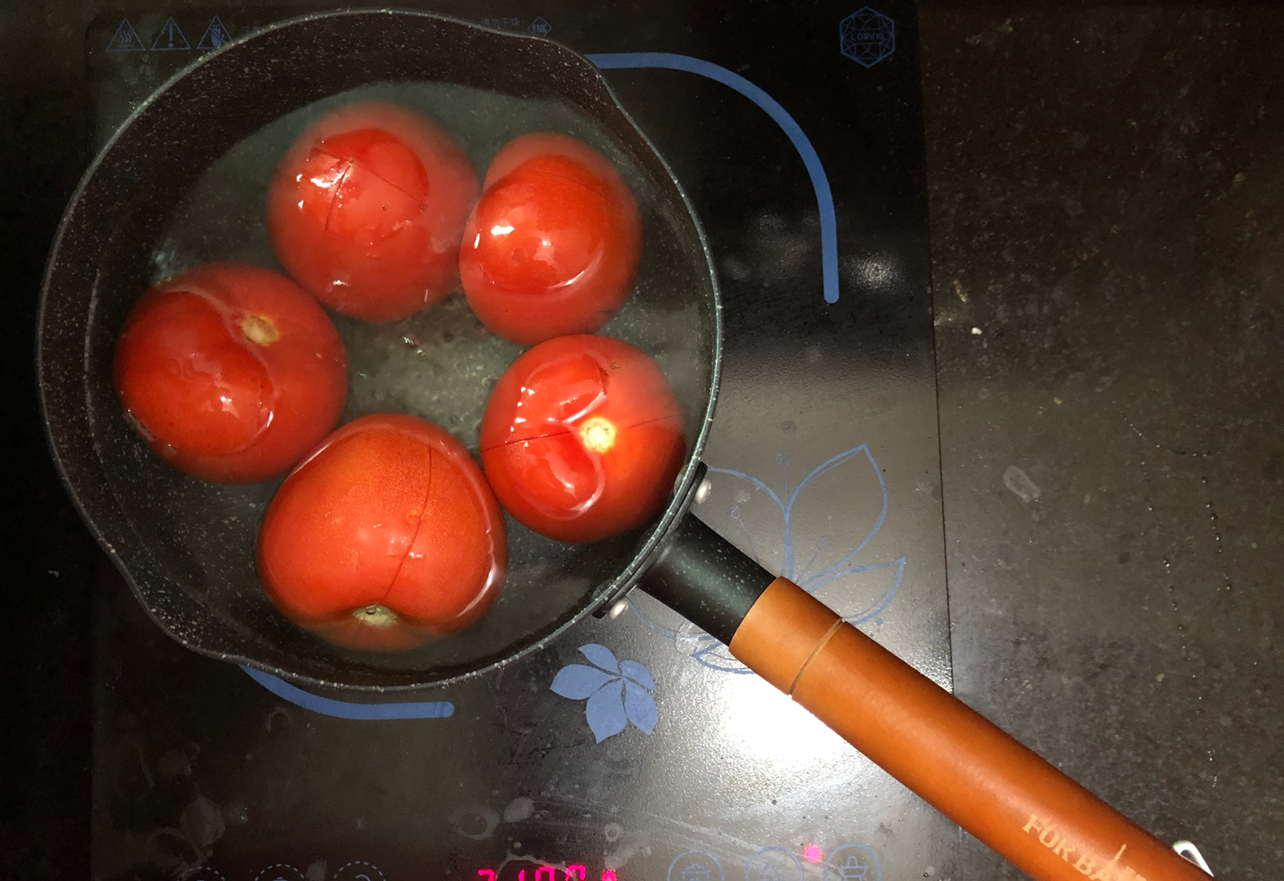 Blanch tomatoes in boiling water for 30 seconds for easy peeling.