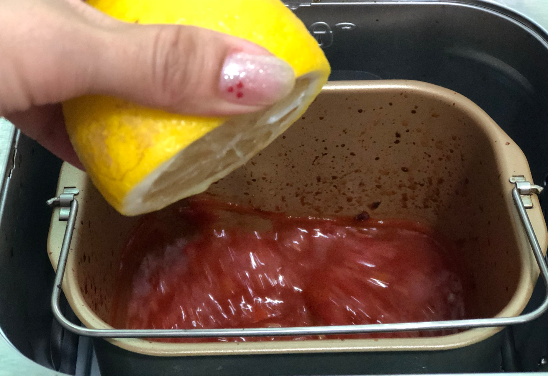 Run jam program twice for thicker sauce. Add juice of half a lemon.