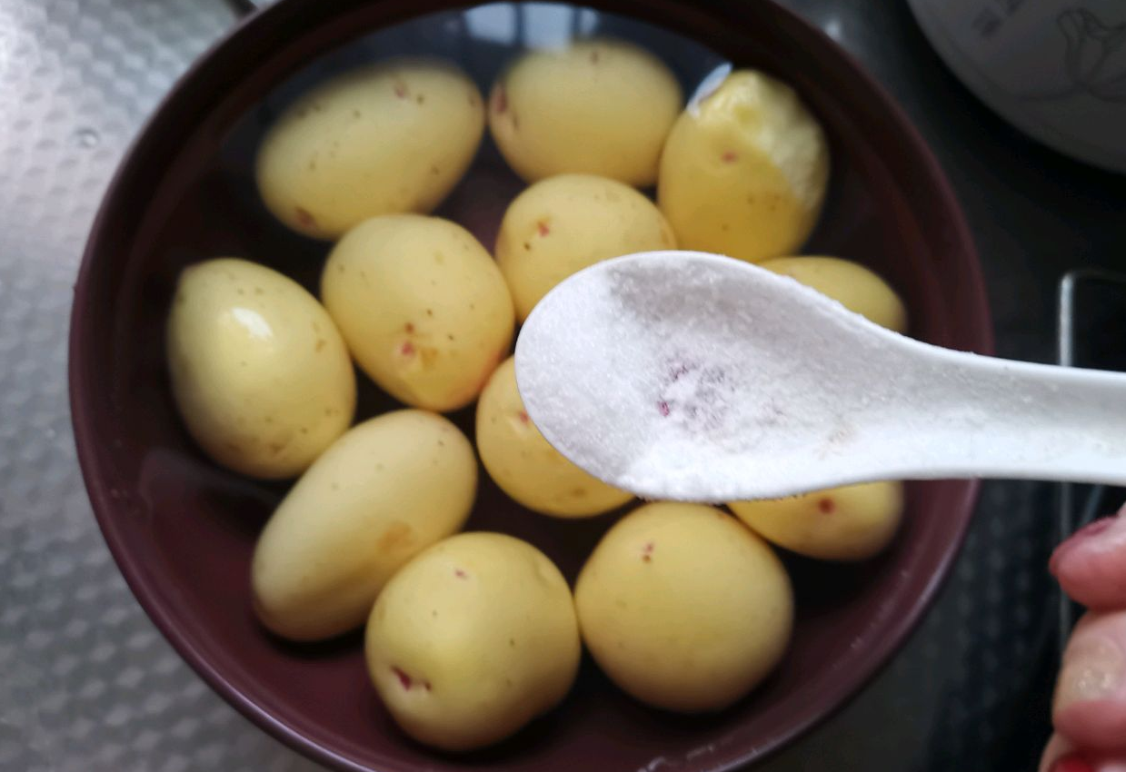 Boil potatoes in salted water until tender.