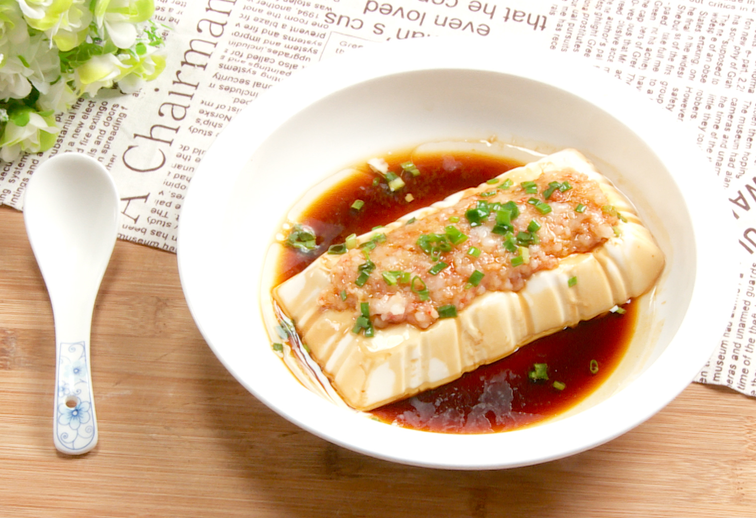 Steamed Tofu With Shrimp Paste