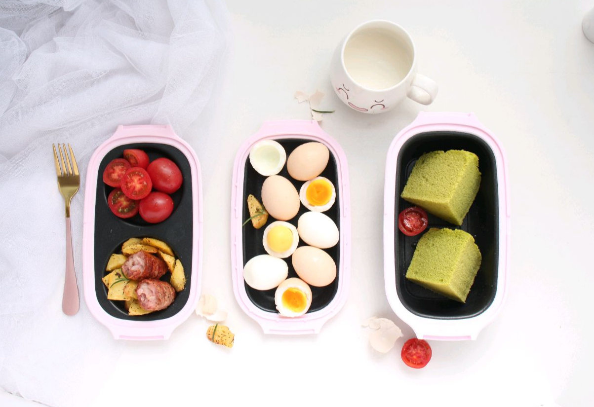 Enjoy boiled eggs peeled, eat with toast, milk, and fruits.