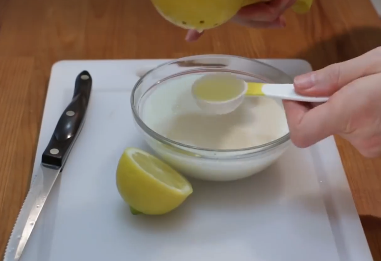 Extract lemon juice, add 2 tbsp to milk. Substitute with vinegar if needed.