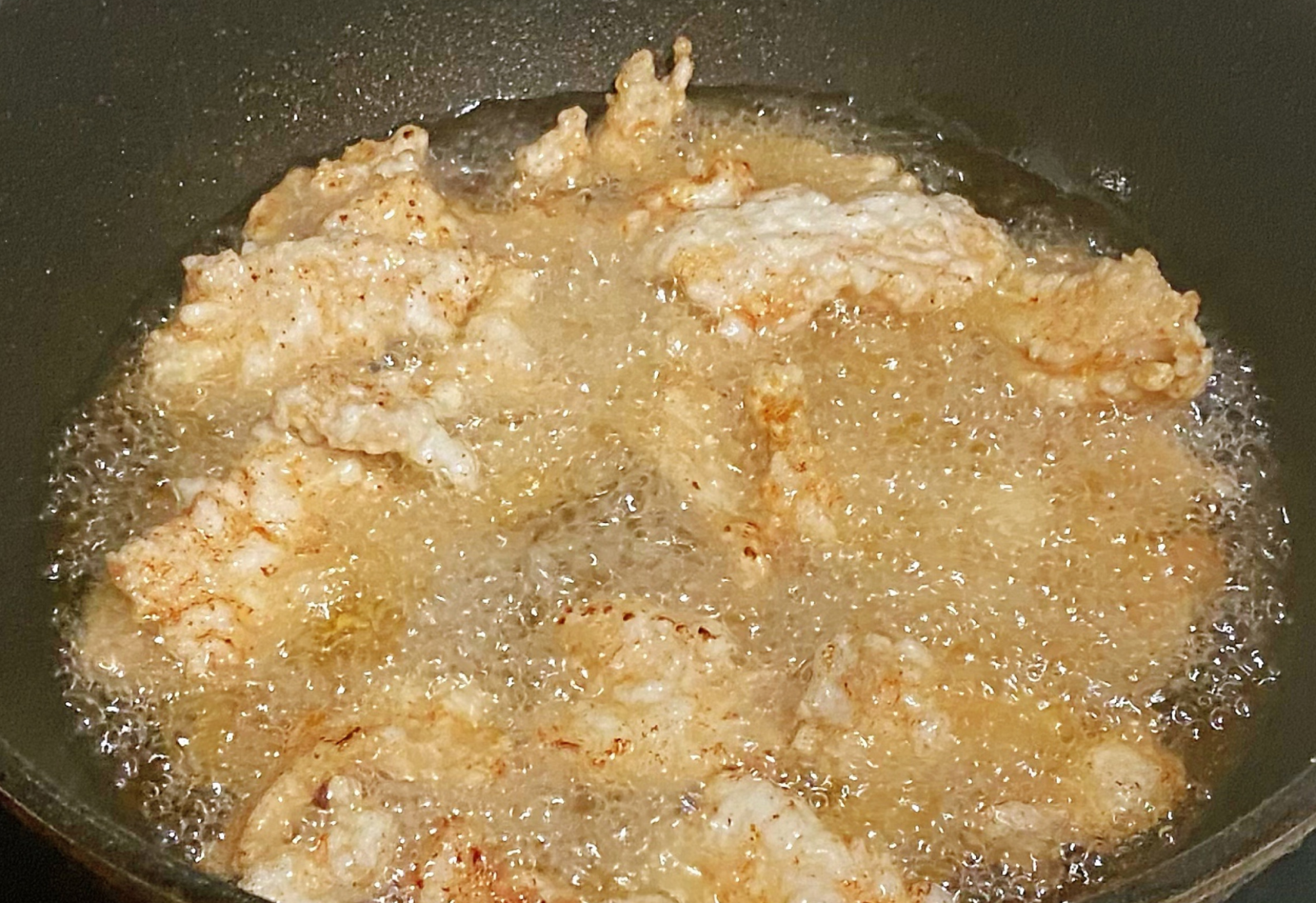 Fry meat slices at 75% maximum oil temperature for best results.