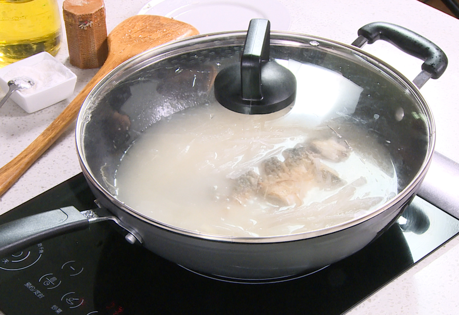 Cook shredded radish in soup by boiling then simmering until tender.