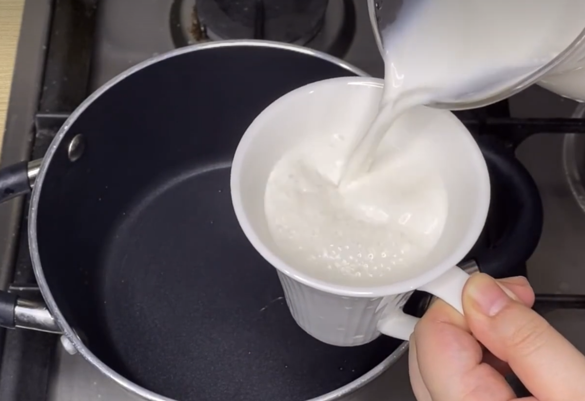 Instructions to remove 1 cup of milk (about 350 ml) from 1000 ml.