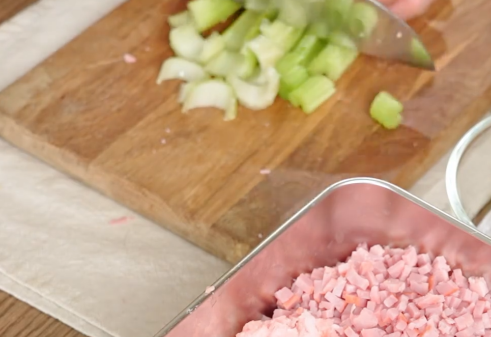 Chop 30g of celery for a recipe.