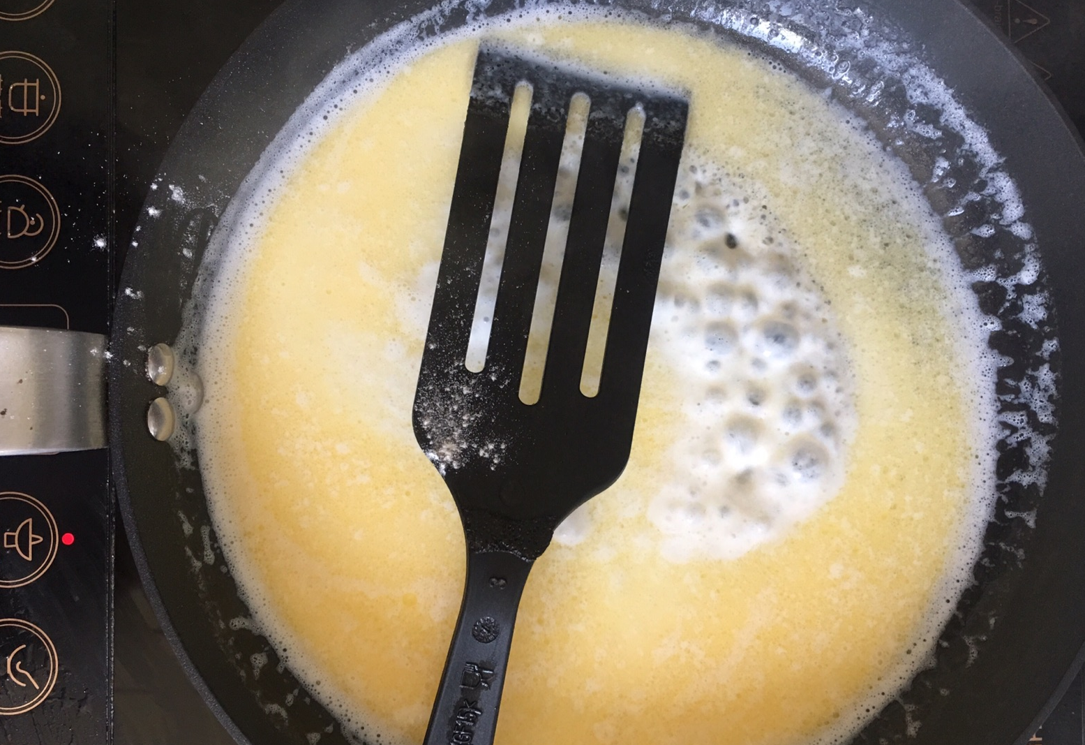 Melt butter, add flour and milk in pan for smooth mixture.