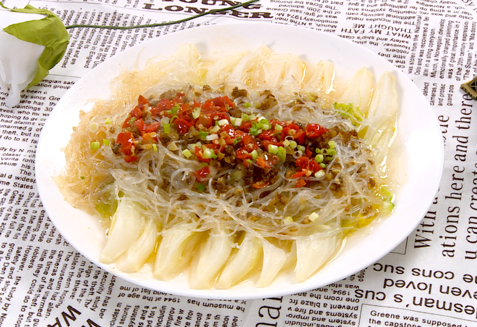 Steamed Baby Bok Choy with Glass Noodles