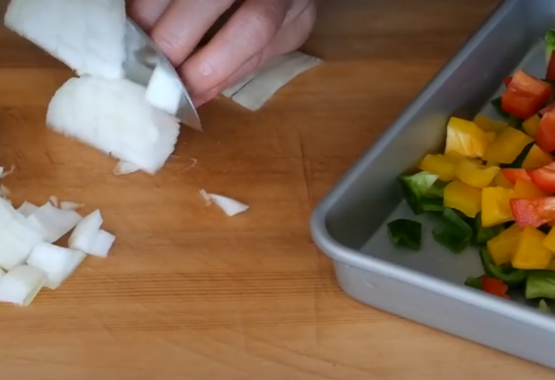 Instructions to wash and dice ingredients into small pieces.