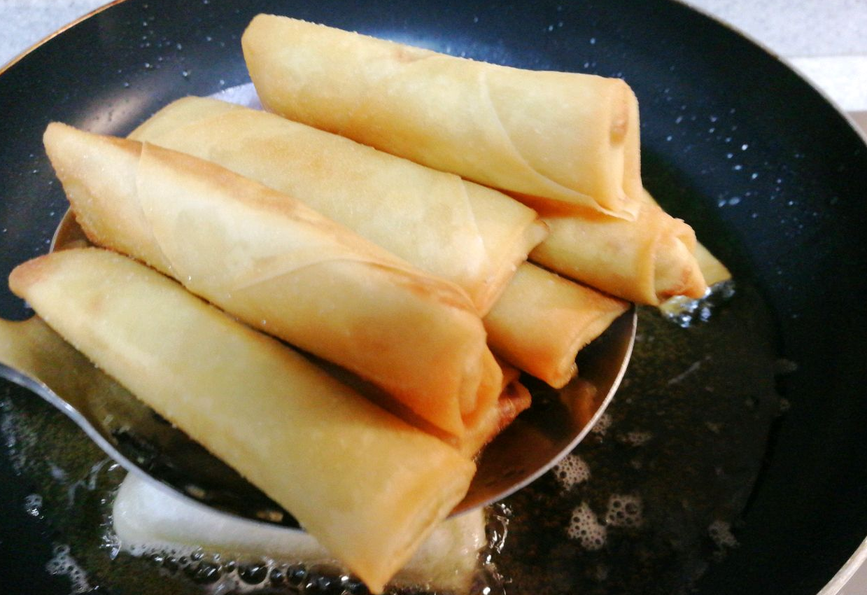 fried spring rolls and drain excess oil