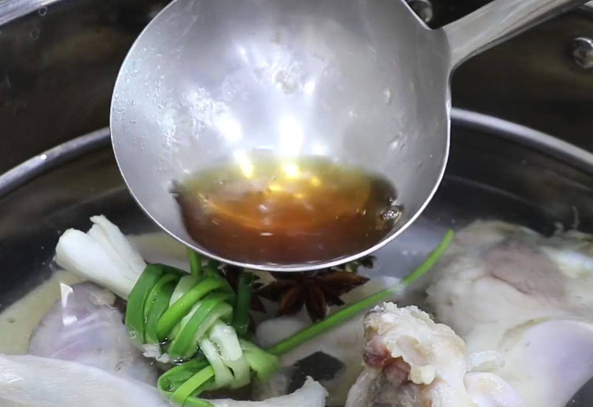 beef shank, tripe, and bones into a soup pot