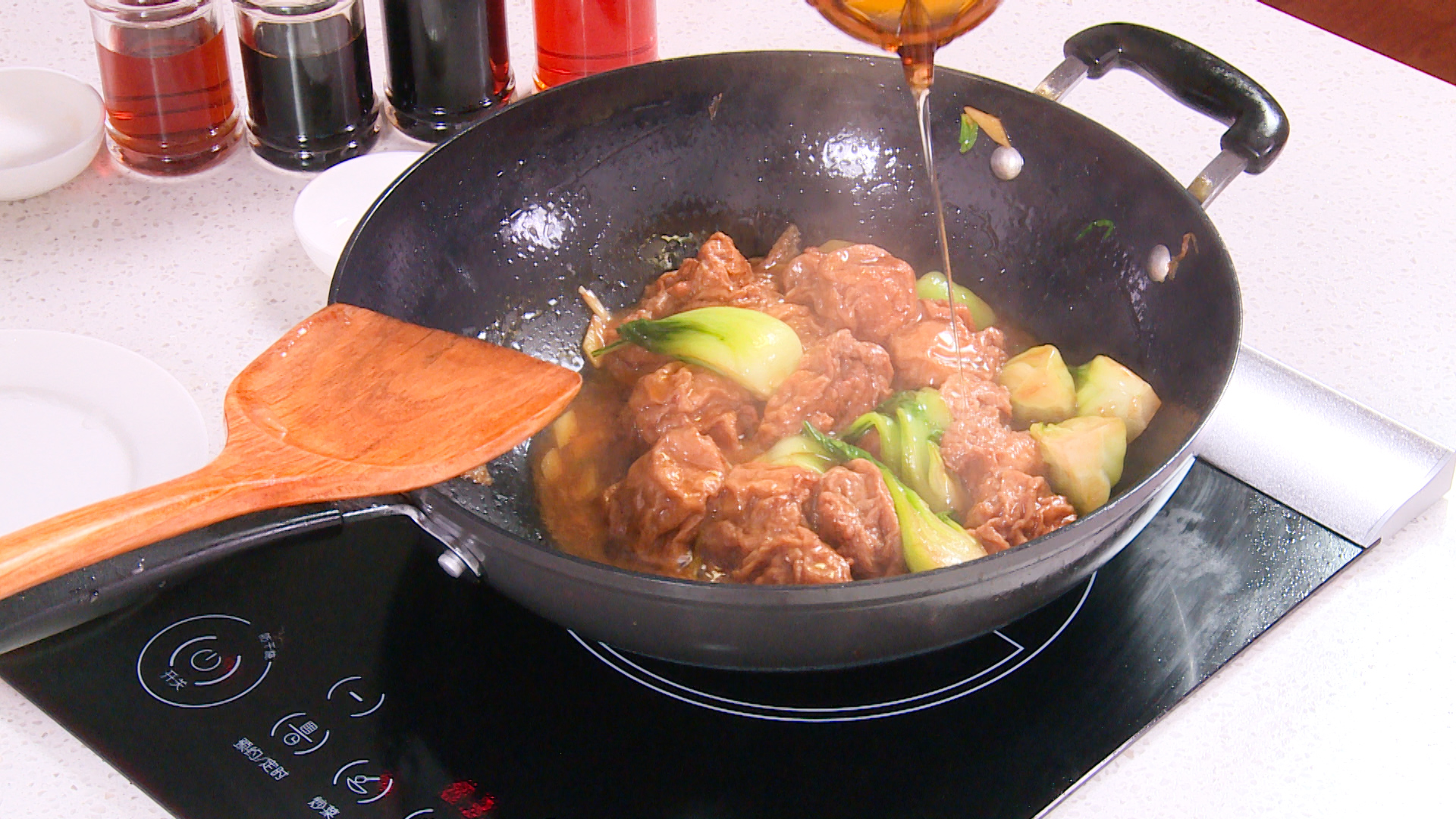 Simmer Bok Choy and gluten balls