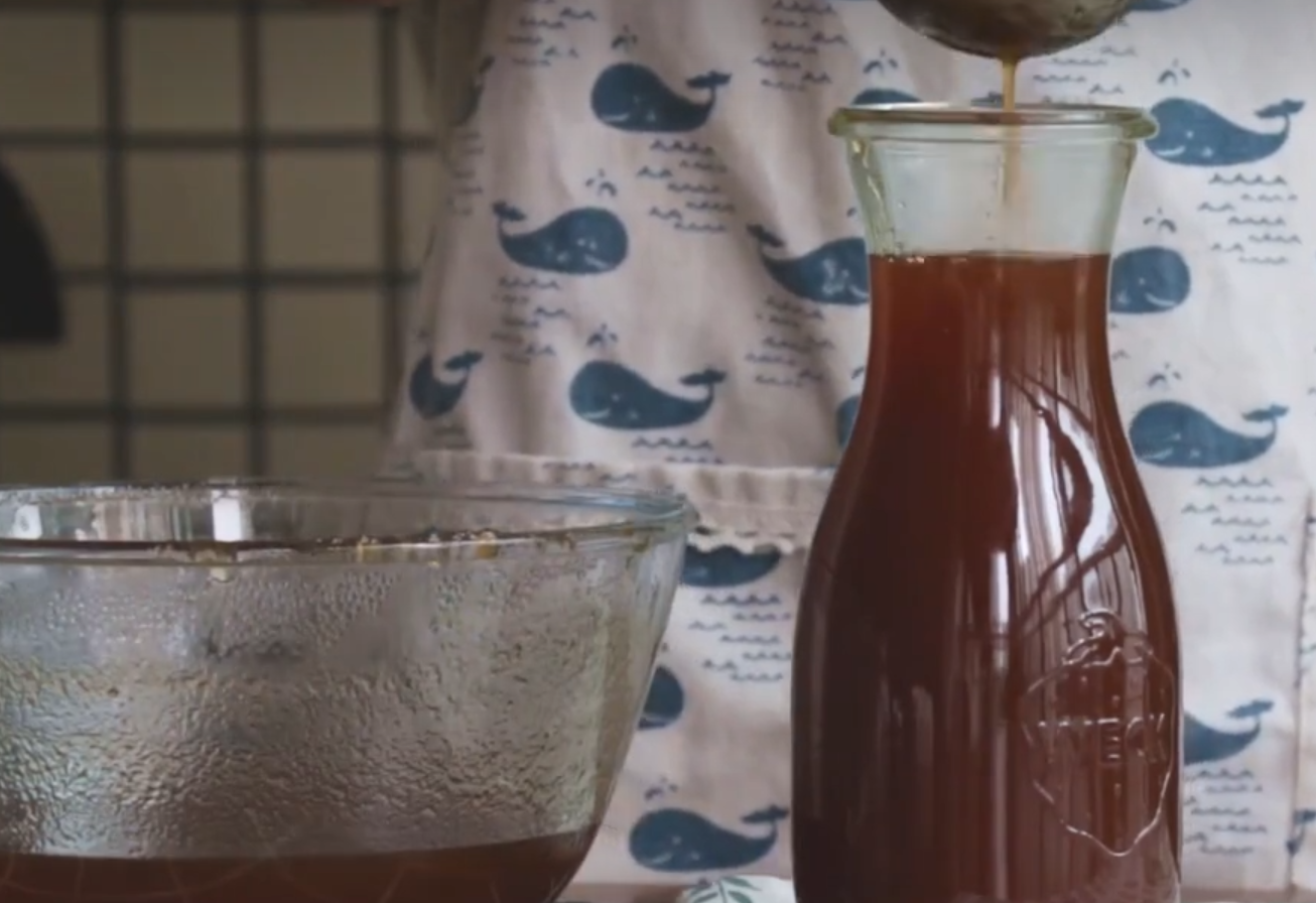 Strain the cooked winter melon syrup