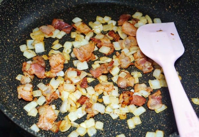 Cook the Bacon and Onions