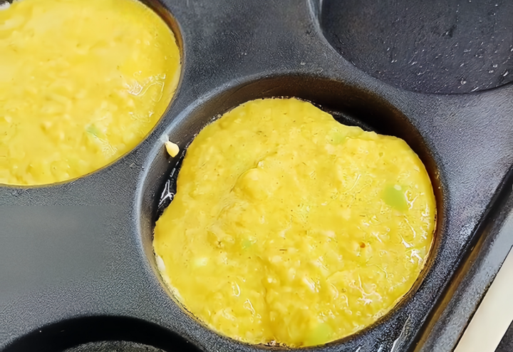 Heat the pan and pour in the batter