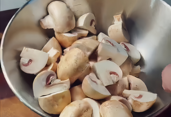 Cut onions and mushrooms