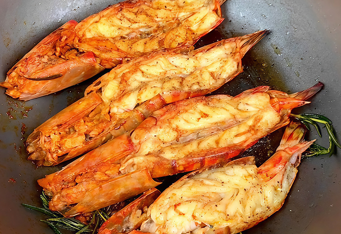 Pan-Seared Head-On Shrimp