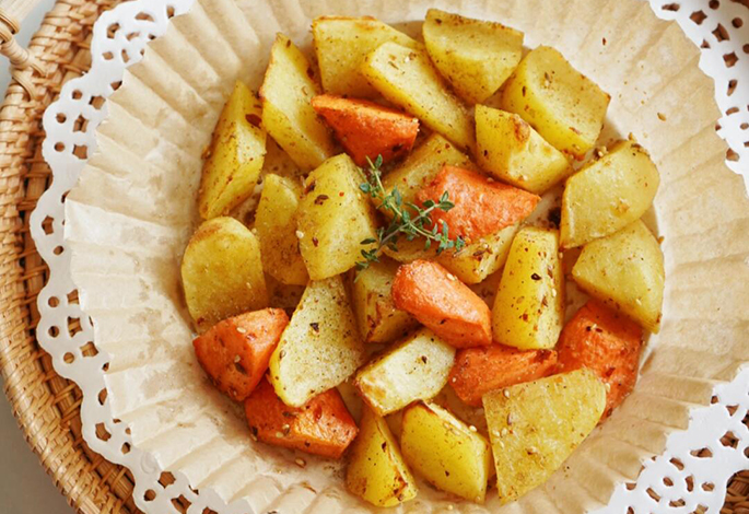 baked potatoes and carrots