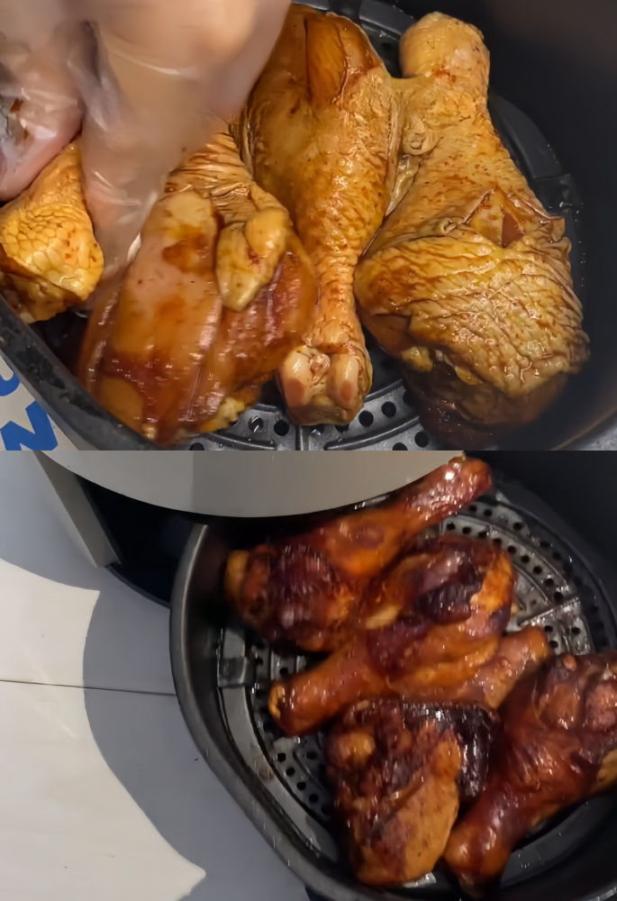 Put the marinated Chicken Thighs into the air fryer