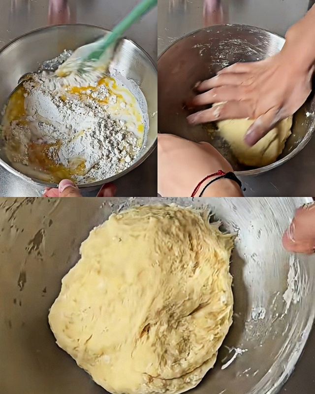 Mix together and knead the dough until it forms a ball