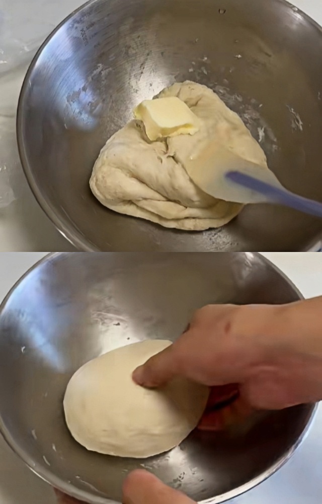 Add 20g softened butter to the dough