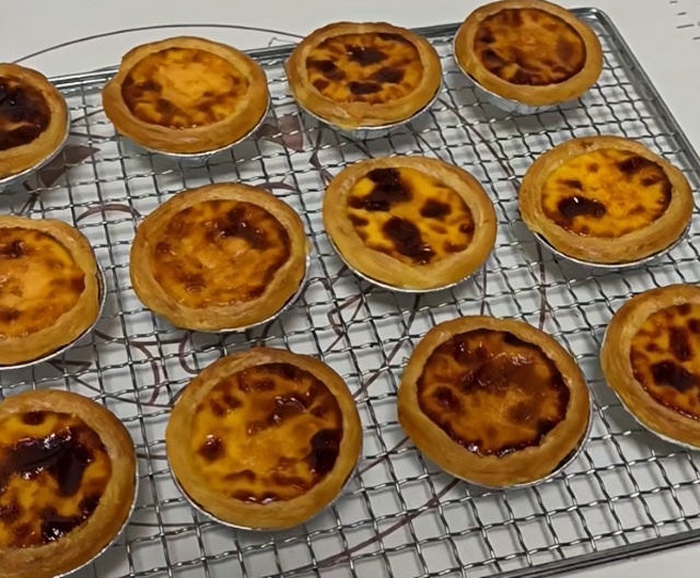 The Portuguese custard tarts are ready