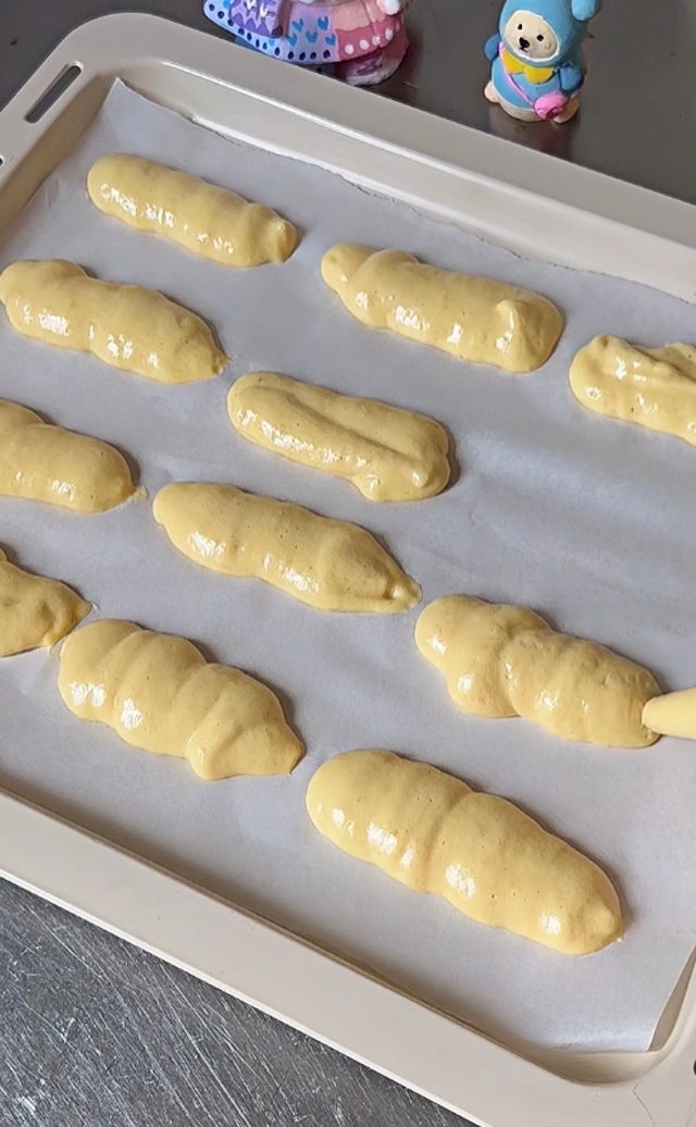 pipe the batter onto a baking tray