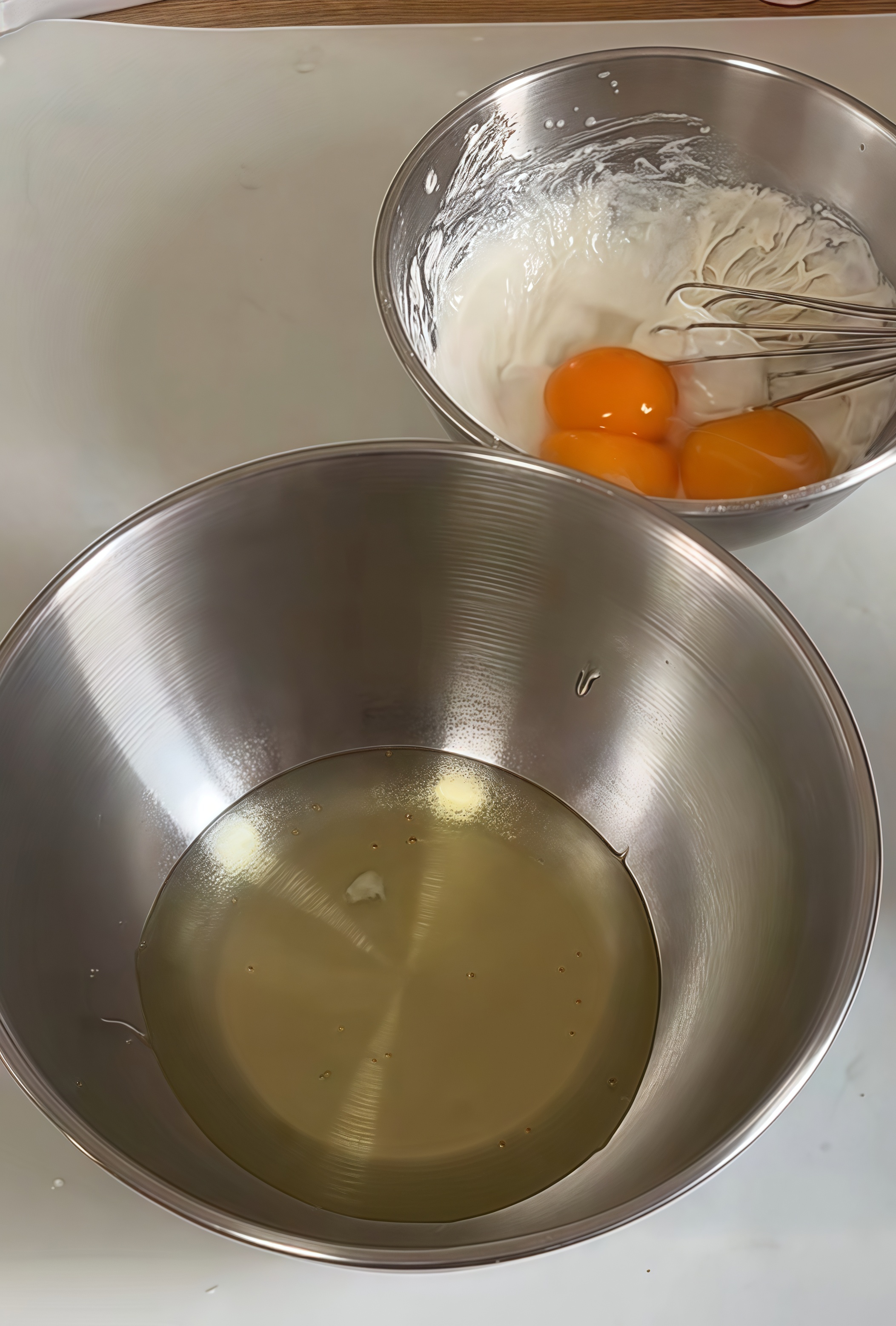 Separate 3 egg whites and yolks