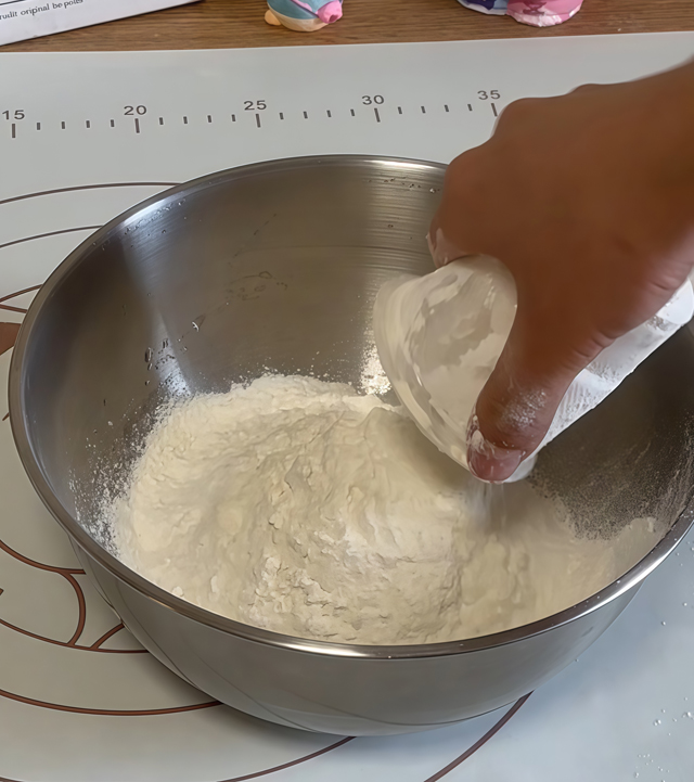 In a bowl, add 3 cups of all-purpose flour