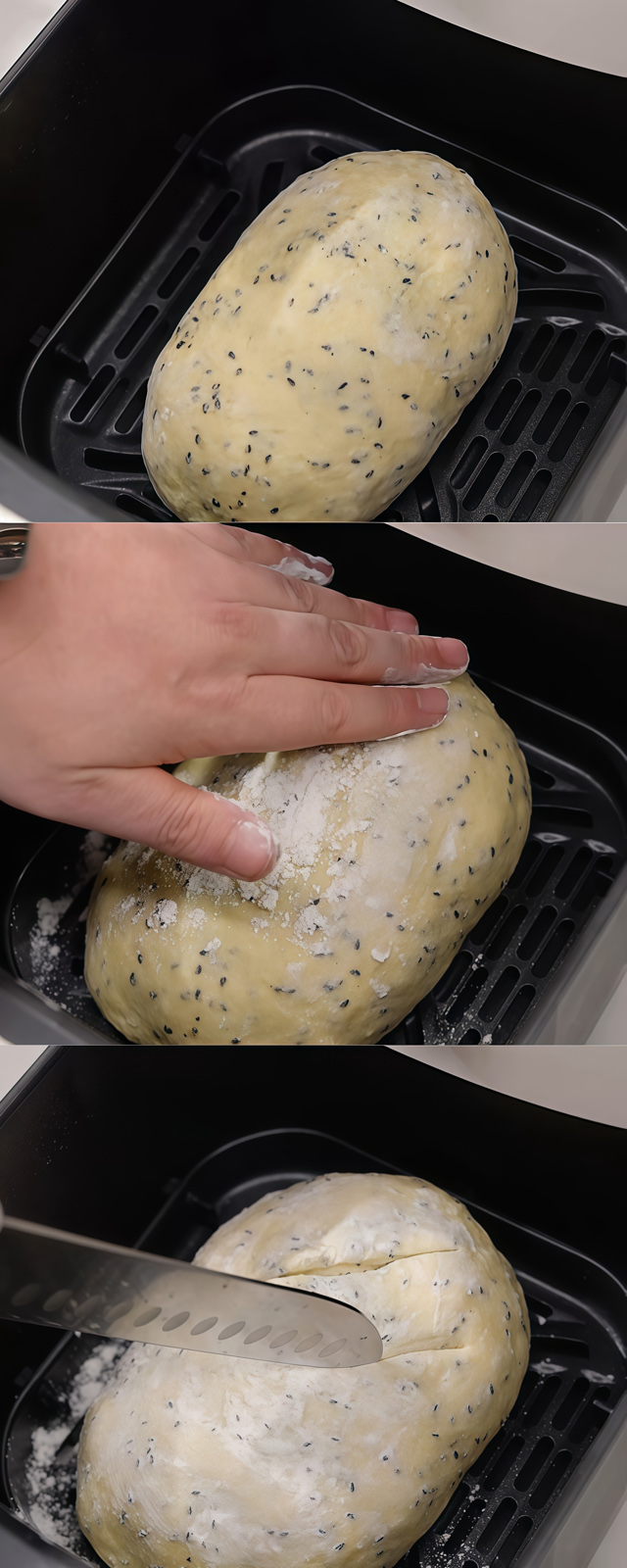 Place the dough into the air fryer