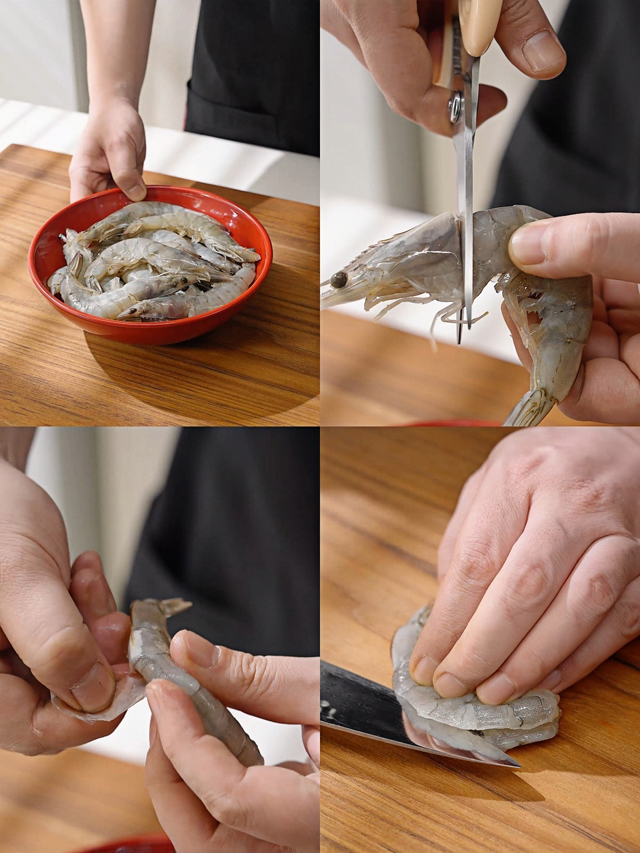 Prepare the shrimp: