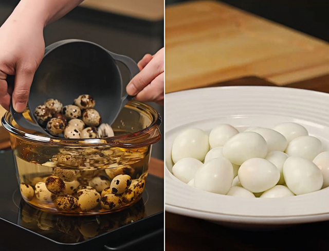 Boil the quail eggs